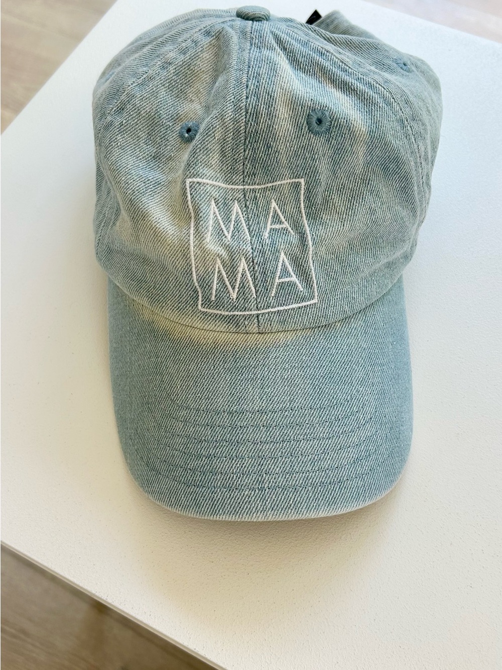 MAMA Embroidered Baseball Cap - washed denim